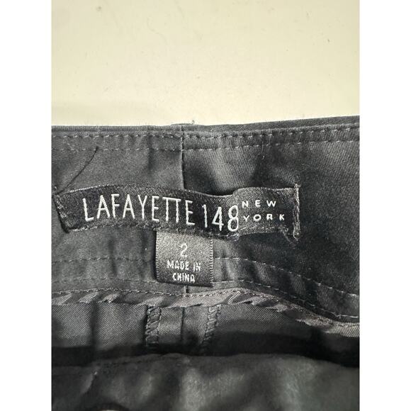 Lafayette 148 New York Black Bermuda Shorts Size 2 Satin Look Cotton - Picture 2 of 5